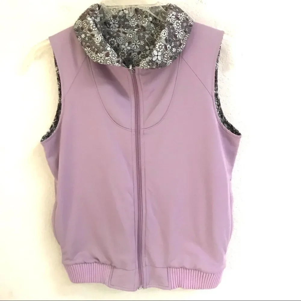 Pendleton Reversible Vest Women’s M floral/solid violet‎ purple zip up gorpcore